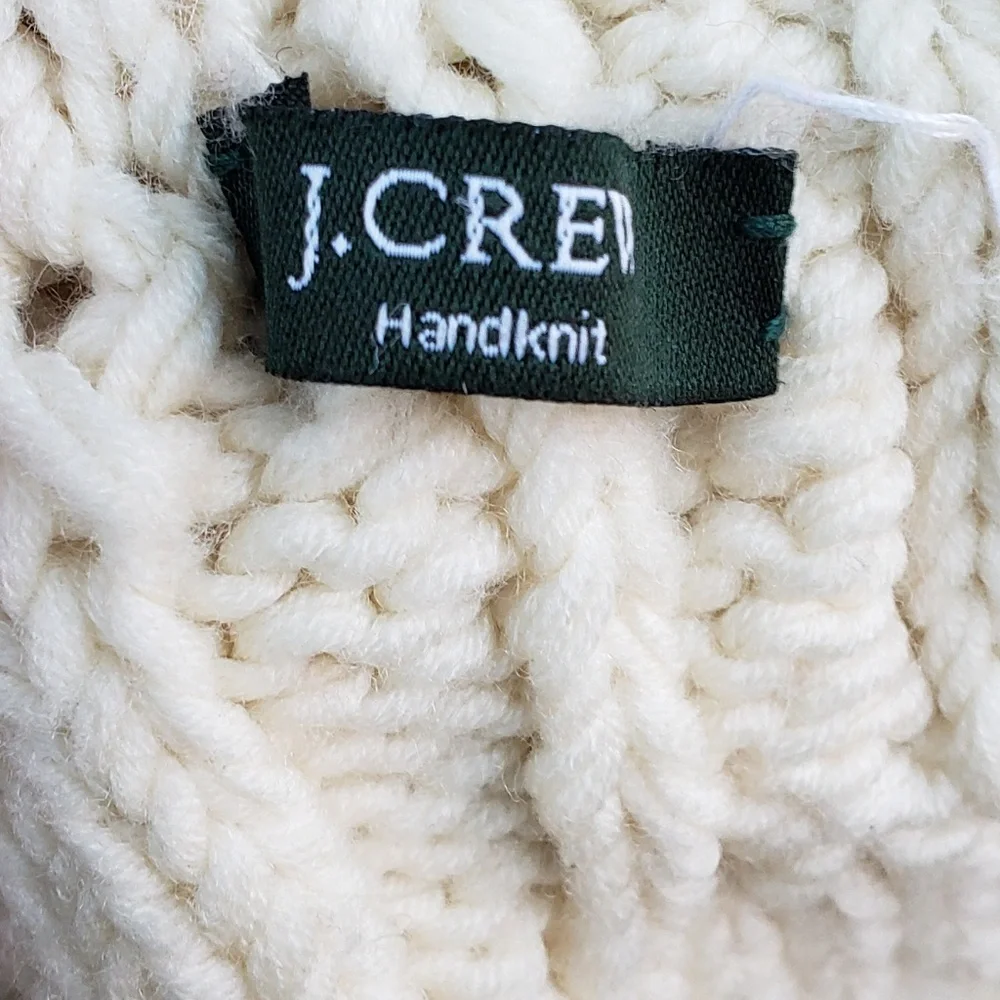 J.Crew handknit cream 100% soft wool scarf